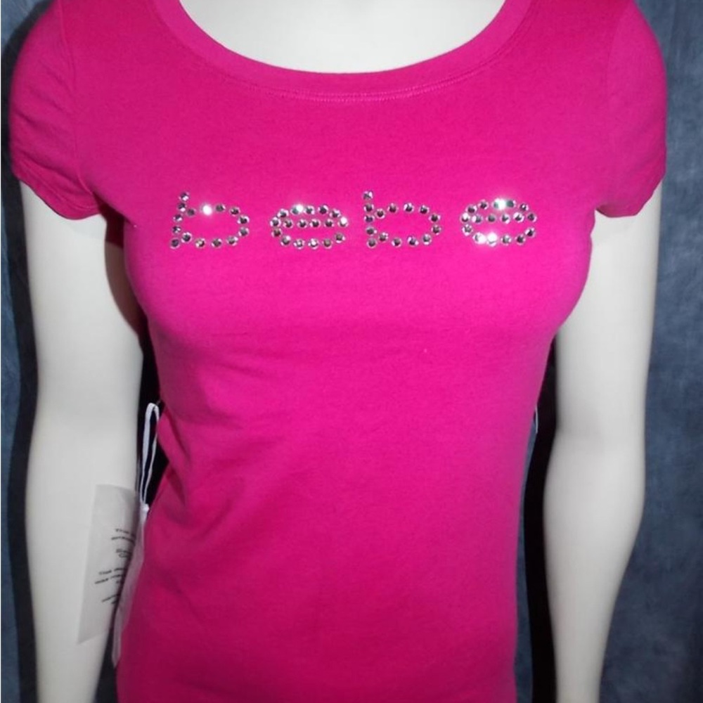 Bebe x Swarovski Dark Pink T Shirt